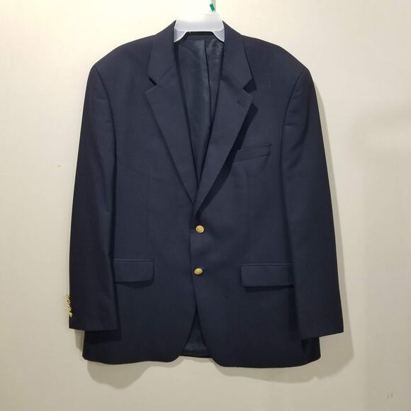 Lauren Ralph Lauren Blazer Mens 43R Navy Wool Gold Button Two Button Sport Coat - Picture 14 of 14